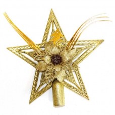 Верхушка на елку Звезда с цветком 18,5*18,5см золото CZS-23111