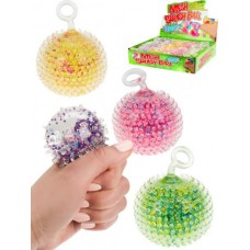 Акция! Антистресс-игрушка пвх Мяч прыгающий с шипами прозрачный со светом и блестками 6см ИК-9075