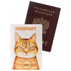 Обложка для паспорта ПВХ Хмурый кот ОП-7143
