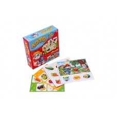 Игра настольная Лото детское РК пластик 30фишек +пазлы 24эл Фрукты, овощи, ягоды ИН-6066