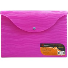Папка-конверт с кнопкой А4 0,40мм розовая волна Lamark PE0444-WPN