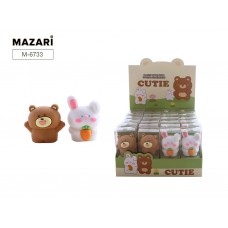 Точилка-игрушка Cutie (зайчик/мишка) 4 см Mazari M-6733 без контейнера, пвх-упаковка 7,5 см