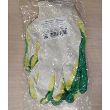 Перчатки х/б латексный Двойной облив (зелен+желт облив) в индивидуальной упаковке