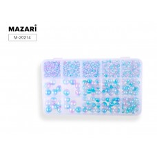 Набор творческий Бусины в пластик.контейнере (15 отделов) Перламутровые 17*10 см Mazari M-20214