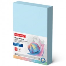 Бумага для принтера А4 цветная 80г/500л пастель голубая Brauberg 115218
