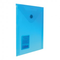 Папка-конверт с кнопкой А6 0,18мм вертикальная, синяя Brauberg 227317