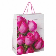 Пакет подарочный бумага 32*26см Розовые розы 606582 ламинация