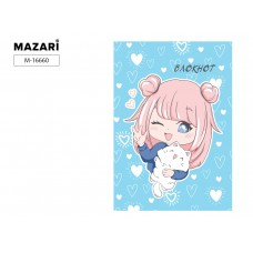 Блокнот А7 40л спираль Mazari Анимэ (девочка с кошкой) мел.картон M-16660