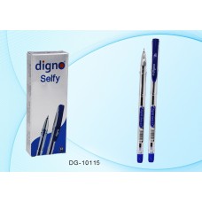 Ручка шар. Digno Selfy DG-10115 синяя 0,7мм игольчатая, масляная, прозрачный корпус с рифлением