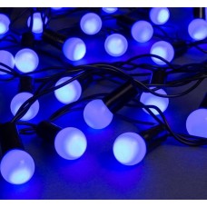 Гирлянда электро уличная 100 ламп Шарики 15мм 10м (синий свет) режимов 671563 черн.провод IP44