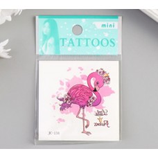 Наклейка тату для тела  6*6см Фламинго с цветами цветная 5074838
