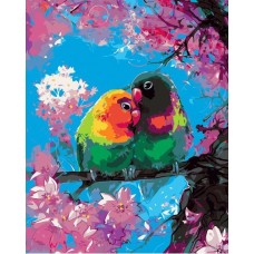 Картина по номерам 40*50см Милые попугайчики VA-2607