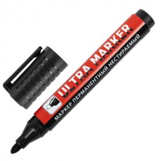 Маркер перм. круглый 3,5 мм черный Ultra Marker 152204 с клипом Brauberg