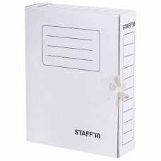 Короб архивный картон  75мм с завязками белый (до 700л) STAFF 128869