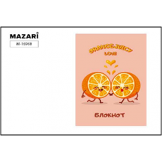 Блокнот А7 40л спираль Mazari Orange juicy love (влюбленные апельсинки) мел.картон M-16968