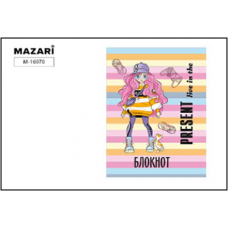 Блокнот А7 40л спираль Mazari Present (девушка) мел.картон M-16970