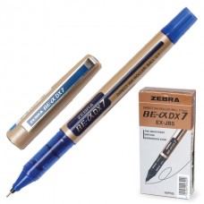 Ручка-роллер синий 0,7мм Zebra Zeb-Roller DX7 корпус золотистый, EX-JB3-BL линия письма 0,35мм