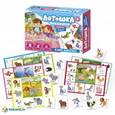 Игра настольная Лотошка картон В мире животных, в коробке 3+ Русский стиль 04524