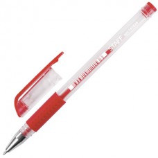Ручка гель резиновый грип STAFF красная 0,5мм GP-193 141824 прозрачный корпус