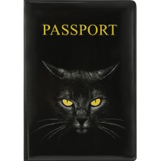 Обложка для паспорта ПВХ Черная кошка ОП-1296