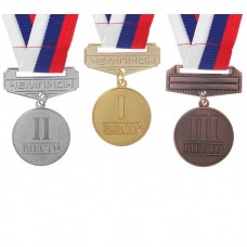 Медаль металл на ленте 3 место! 3,5 см, триколор 3692625