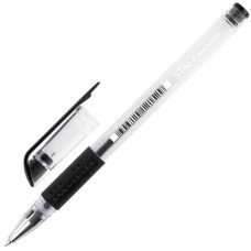 Ручка гель резиновый грип STAFF черная 0,5мм GP-192 141823 прозрачный корпус(подходит для ЕГЭ)