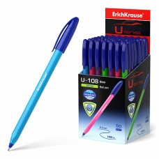 Ручка трехгранная шар. ErichKrause U-108 Neon синяя 1,0мм 58092 неоновый корпус, игольчатая, однор.