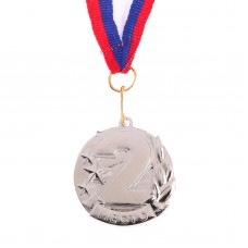 Медаль металл на ленте 2 место! 4,5 см, триколор 071 1919300