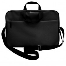 Папка-портфель А4+ ткань цвет черный (на молнии с ручками, карман, ремень) Lamark DC0032-BK