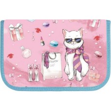 Пенал на 1 молнии 21*14 см с карманом для смартфона Fashion Cat, ткань+откидная косметичка PB0053-14