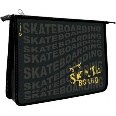 Папка для тетрадей А4 молния сверху SkateBoard black, лам.картон Lamark NF0010-09