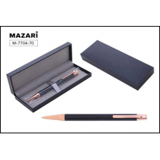 Ручка подарочная в футляре Mazari Elatio BRG синяя 0,7мм черный металл.корпус с зол. M-7704-70 повор