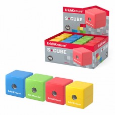 Точилка пластик с контейнером ErichKrause S-Cube Neon ассорти 50141
