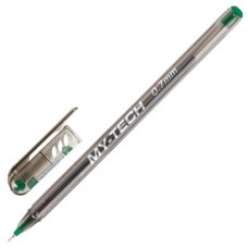 Ручка шар. Pensan My-Tech зеленая 0,7мм 2240 игольчатая, масл., прозр.серый корпус 143385