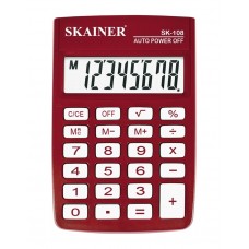 Калькулятор карманный 08-разрядов Skainer SK-108NRD красный (9*6см) на батарейке