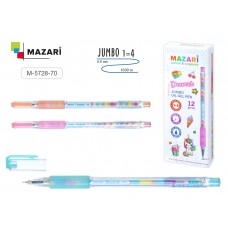 Ручка шар. Mazari Dessert Jumbo синяя 0,6мм M-5728 игольчатая, масляная, корпус с цветным ассорти