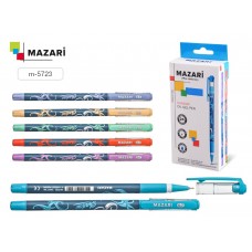 Ручка шар. Mazari Shadow синяя 0,7мм M-5723 игольчатая масляная, корпус с узором, ассорти
