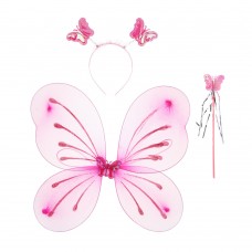 Костюм карнавальный Бабочка (крылья, волшебная палочка, ободок) розовый 391-287