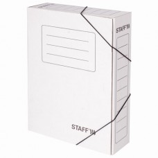 Короб архивный картон  75мм на резинке белый микрогофрокартон до 700л (325*250мм) STAFF 128878