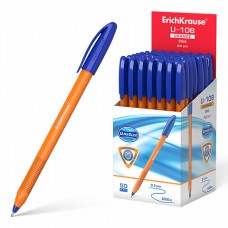 Ручка трехгранная шар. ErichKrause Orange Stick U-108 синяя 1,0мм 47582 оранжевый корпус, игольчатая