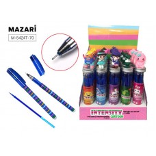 Ручка пишет-стирает гелевая Mazari Intensity cartoon M-5424T-70 синяя 0,5мм (+ 9 стержней + игрушка)