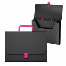 Портфель пластик А4  1отделение, цвет черный с розовой ручкой и замком Matt Accent ErichKrause 50439
