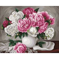 Картина по номерам 40*50см Цветы в белой вазе VA-3455