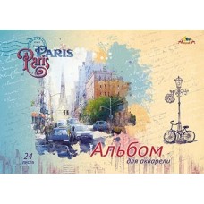 Альбом для акварели спираль А3 24л Апплика Париж (180гр) лак С3216-01