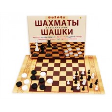 Игра настольная Шахматы+Шашки классические+поле (2в1) в коробке 22,5*30см РК ИН-0294