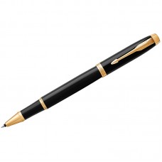Ручка Parker роллер IM Black GT 1931659/691239 черная 0,8 корпус черный покр.лаком с хром.позолотой