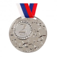 Медаль металл на ленте 2 место! 5 см, триколор 058 1672967