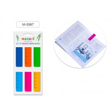 Закладка-магнит 6шт цветные с линейкой 58*20мм Mazari M-5567