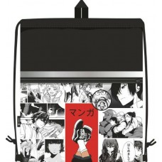 Мешок для обуви 41*48см карман на молнии с рисунком Manga полиэстер, свет.полоса Lamark SB0011-15