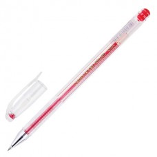Ручка гель Crown красная 0,5мм HJR-500B прозрачный корпус (штрих-код)